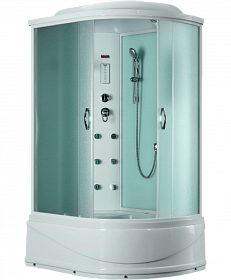 Душевая кабина 120х80х218 Timo Eco TE-0720L асимметричная (левая) мат.дверки белый проф. задн.стенки бел.стекло верхн.душ, гм вертик.