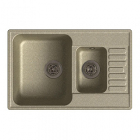 Мойка для кухни Granfest Quarz GF-Z21K-302 прямоуг. 74х48 глуб. 18см вып. 3 1/2" (врезная) крыло универсал песочная