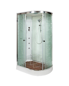 Душевая кабина 110х80х220 Dto EM1511LGM асимметричная (левая) мат.дверки хром проф. задн.стенки бел.стекло верхн.душ, гм вертик.