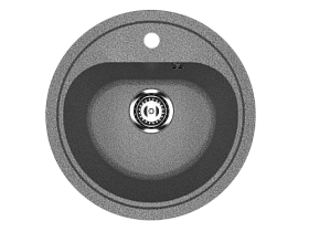 Мойка для кухни Ulgran U-700-309 круглая 44х44 глуб. 18см вып. 3 1/2" (врезная) тёмно-серая
