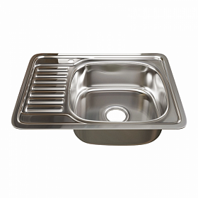 Мойка для кухни Mixline 533712 прямоуг. 65х50 глуб. 18см (толщ.0,8мм) вып. 3 1/2" (врезная) крыло слева хром