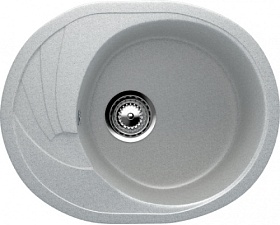 Мойка для кухни Ulgran U-403-310 овальная 58х47 глуб. 18см вып. 3 1/2" (врезная) крыло универсал серая