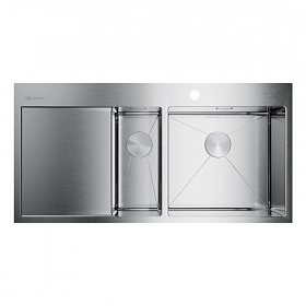 Мойка для кухни Omoikiri Akisame 100-2-IN-R 4973547 прямоуг. 100х51 глуб. 20см (толщ.1,2мм) вып. 3 1/2" (врезная) крыло слева PVD нержавеющая сталь