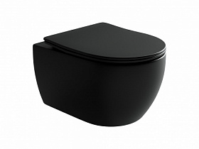 Унитаз подвесной Ceramica Nova Play безободковый смыв чёрный сид.дюропласт микролифт CN3001MB Водяной