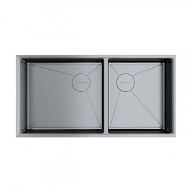 Мойка для кухни Omoikiri Taki 85-2-LB-U/IF-IN Side 4997037 прямоуг. 85х44 глуб. 20см (толщ.1,2мм) вып. 3 1/2" (универсальная) PVD нержавеющая сталь