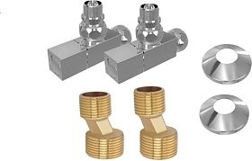 Вентиль для п/сушителя угловой 3/4&quot;х1/2&quot; г/ш Aquatek квадрат (пара) AQ 2020CH хром