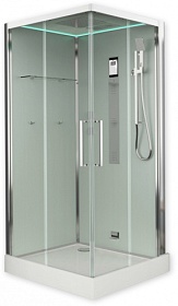 Душевая кабина 100х100х220 Timo Premium H-516 квадрат прозр.дверки хром проф. задн.стенки мат.стекло верхн.душ, гм вертик.