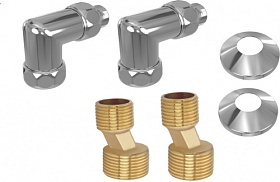 Соединение для п/сушителя угловое 3/4"х1/2" г/ш Aquatek с эксцентриком и отражателем (пара) AQ 3020CH хром