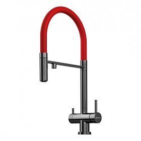 Смеситель для кухни (мойки) Omoikiri Kanto PVD-GM 4994013 с переключ.для фильтра питьевой воды гибкий излив вороненая сталь латунь Водяной