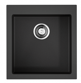 Мойка для кухни Omoikiri Bosen 47-BL 4993586 прямоуг. 47х50 глуб. 21,7см (толщ.10мм) вып. 3 1/2" (врезная) чёрная