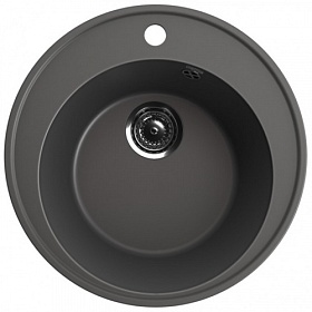 Мойка для кухни Ulgran Quartz Nora 485 Nora 485-09 круглая 48,5х48,5 глуб. 18см вып. 3 1/2" (врезная) асфальт