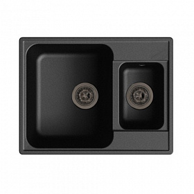 Мойка для кухни Granfest Quarz GF-Z09-308 прямоуг. 62х48 глуб. 18см вып. 3 1/2" (врезная) чёрная