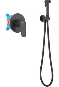 Смеситель для унитаза внеш. и скрытая часть (в сборе) Aquatek Бетта AQ1119MB с гигиеническим душем чёрный латунь