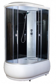 Душевая кабина 120х80х220 Aquapulse Aquacubic 4006D R grey black асимметричная (правая) тёмн.тонир.дверки мат.хром проф. задн.стенки черное стекло ве