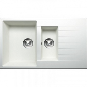 Мойка для кухни Tolero Classic R-118.923 прямоуг. 86х50 глуб. 21,6см вып. 3 1/2" (врезная) крыло справа белая