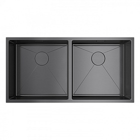 Мойка для кухни Omoikiri Taki 86-2-GM 4993793 прямоуг. 86,5х44 глуб. 20см (толщ.1,2мм) вып. 3 1/2" (универсальная) PVD вороненая сталь