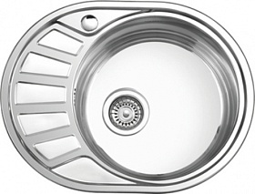 Мойка для кухни Ledeme L65745R овальная 57х45 глуб. 18см (толщ.0,8мм) вып. 3 1/2" (врезная) крыло слева нержавеющая сталь