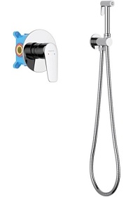 Смеситель для унитаза внеш. и скрытая часть (в сборе) Aquatek Бетта AQ1119CR с гигиеническим душем хром латунь