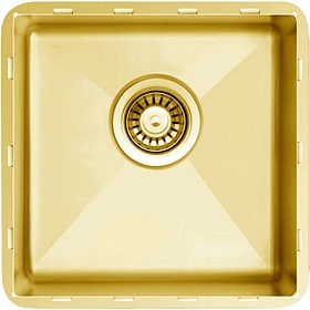 Мойка для кухни TopZero TZ RS/R10 ColorX TZ RS 400 GOLD квадратная 45х45 глуб. 21,5см (толщ.1,2мм) вып. 3 1/2" (подстольная) золото