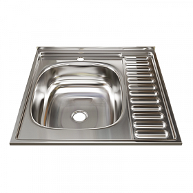 Мойка для кухни Mixline 527967 квадратная 60х60 глуб. 16см (толщ.0,4мм) вып. 1 1/2" (накладная) крыло справа хром