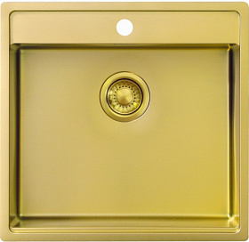 Мойка для кухни TopZero TNL/R10 ColorX TNL 540 GOLD квадратная 54х52 глуб. 19,5см (толщ.1,2мм) вып. 3 1/2" (врезная, подстольная) золото Водяной