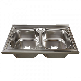 Мойка для кухни Mixline 530528 прямоуг. 80х50 глуб. 18см (толщ.0,6мм) вып. 3 1/2" (накладная) хром