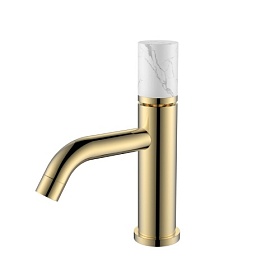 Смеситель для умывальника (раковины) Boheme Stick 121-G-MR-W белый/золото латунь