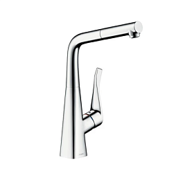 Смеситель для кухни (мойки) Hansgrohe Metris 14821000 вытяжной излив хром латунь Водяной