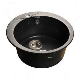 Мойка для кухни Granfest Rondo GF-R480-308 круглая 47,5х47,5 глуб. 20см вып. 3 1/2" (врезная) чёрная