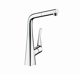 Смеситель для кухни (мойки) Hansgrohe Metris 14821000 вытяжной излив хром латунь