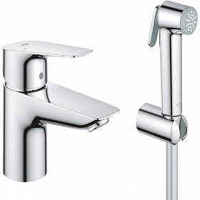 Смеситель для умывальника (раковины) Grohe BauEdge 23757001 с гигиеническим душем хром латунь Водяной