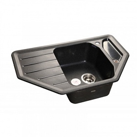 Мойка для кухни Granfest Corner GF-C800E-308 трапеция 79х49 глуб. 20см вып. 3 1/2" (врезная) крыло слева чёрная