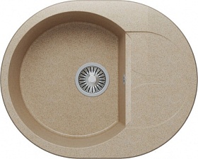 Мойка для кухни Polygran Atol ATOL-620.302 овальная 62х50 глуб. 20см вып. 3 1/2" (врезная) крыло универсал песочная