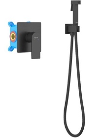 Смеситель для унитаза внеш. и скрытая часть (в сборе) Aquatek Лира AQ1419MB с гигиеническим душем чёрный латунь