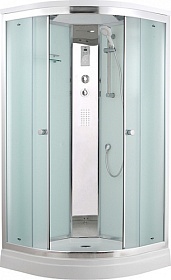 Душевая кабина 90х90х220 Timo Comfort T-8809F угловая (четверть круга) мат.дверки хром проф. задн.стенки бел.стекло верхн.душ, гм вертик.