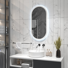 Зеркало Континент Delia White Led 40х80 белое LED подсветка ЗЛП3825