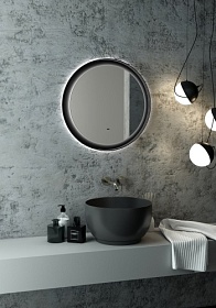 Зеркало Континент Planet Black Led 60 черное LED подсветка ЗЛП4144