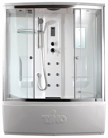 Душевая кабина 170х90х220 Timo Lux T-7770 прямоугольная прозр.дверки мат.хром проф. задн.стенки бел.стекло верхн.душ, гм вертик.,ванна