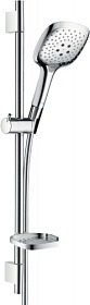Душевая стойка с лейкой и шлангом Hansgrohe Raindance Select E 3jet 718 мм d150 мм квадратная 3-х реж. с мыльницей 27856000 хром