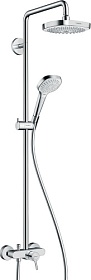 Душевая стойка с верхней тропической лейкой и смесителем для душа Hansgrohe Croma Select E 27258400 хром круглая