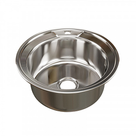 Мойка для кухни Mixline 528183 круглая 49х49 глуб. 18см (толщ.0,8мм) вып. 3 1/2" (врезная) хром