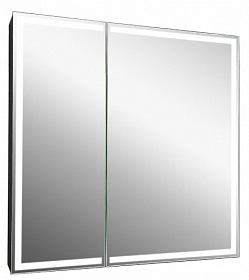 Зеркало-шкаф Континент Mirror Box Led 80x80 черное LED подсветка МВК052 Водяной