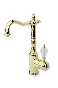 Смеситель для умывальника (раковины) Boheme Crystal 282-CRST золото латунь Водяной