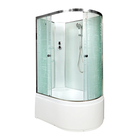 Душевая кабина 120х80х208 Dto EM4512LN асимметричная (левая) мат.дверки мат.хром проф. задн.стенки бел.стекло