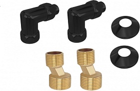 Соединение для п/сушителя угловое 3/4"х1/2" г/ш Aquatek с эксцентриком и отражателем (пара) AQ 3020BL чёрный