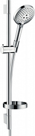 Душевая стойка с лейкой и шлангом Hansgrohe Raindance Select S 3jet 718 мм d125 мм круглая 3-х реж. с мыльницей 26630000 хром