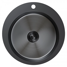 Мойка для кухни Mixline Pro 554770 круглая 50х50 глуб. 20см (толщ.3мм) вып. 3 1/2" (врезная) чёрный графит