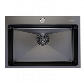 Мойка для кухни Mixline Pro 547238 прямоуг. 65х45 глуб. 22см (толщ.3мм) вып. 3 1/2" (врезная) PVD чёрный графит