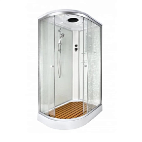 Душевая кабина 120х80х220 Dto EM1512R асимметричная (правая) мат.дверки хром проф. задн.стенки бел.стекло верхн.душ