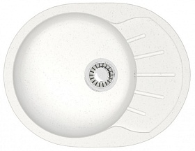 Мойка для кухни Azario Light CS00079917 овальная 57,5х44 глуб. 21,5см вып. 3 1/2" (врезная) крыло универсал белая